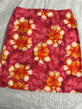 Vintage 90s Sideout Floral Mini Skirt Pink Orange Size 11